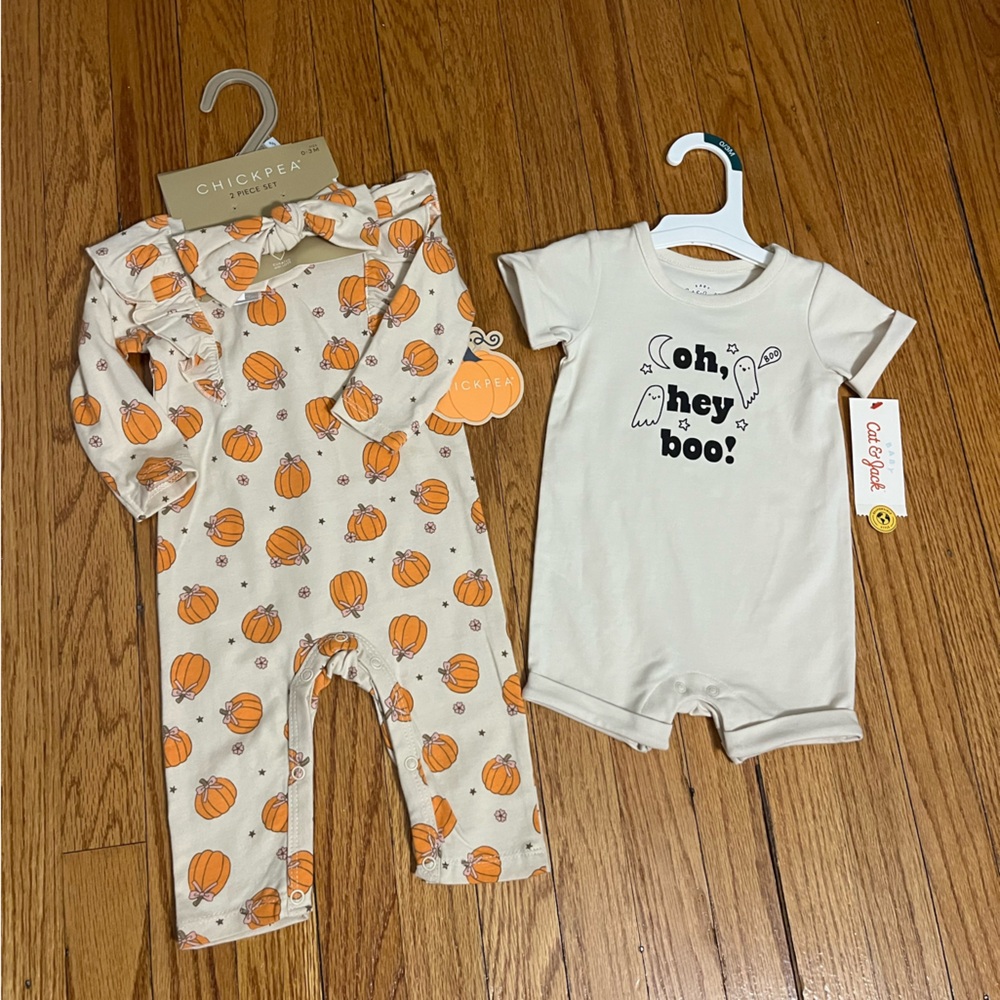 Lot of 2‎ Girl's Halloween/Fall Outfits- Size 0-3 Months- NWT